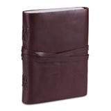 Genuine Leather Notebook with Strap Enclosure and Handmade Paper