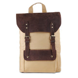 Leather Canvas Backpack - Cream Color