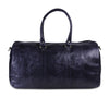 Genuine Vintage Leather Dark Blue Duffle Bag with Adjustable Shoulder Strap