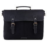 Front View of 15.6 inch Black Canvas Leather Messenger Bag