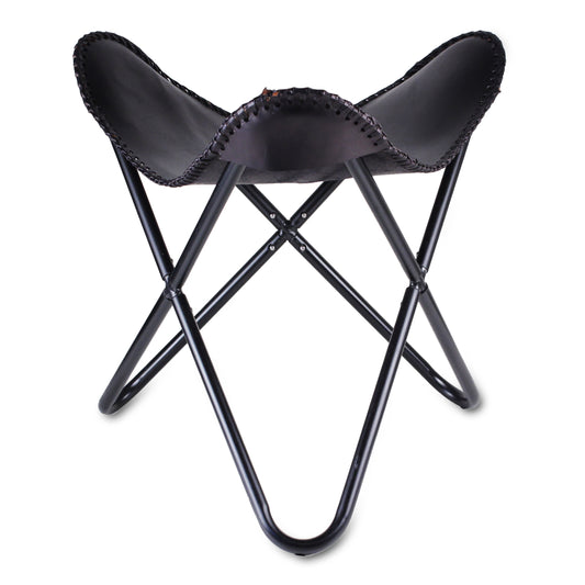 Genuine Leather Portable Foldable Butterfly Foot Stool