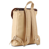 Posterior View of Leather Canvas Backpack - Cream 