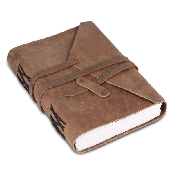 Plain Leather Notebook Journal with Leather Strap