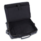 Open View of Black Leather Messenger Briefcase Laptop Bag