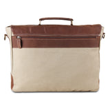 Back View of Cream Leather Messenger Bag with Top Handle