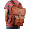Leather Messenger Backpack Bag for College, Travel