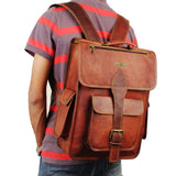 Leather Messenger Backpack Bag for College, Travel
