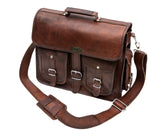 Top Handle with Leather Messenger Bag with Adjustable Strap
