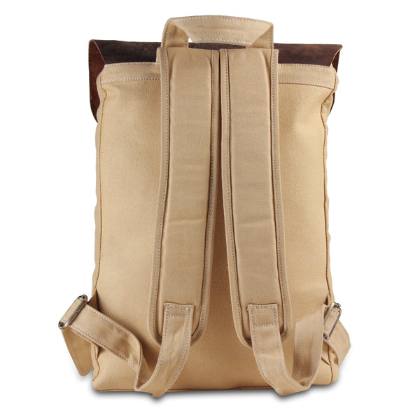 Leather Canvas Backpack Bag with Adjustable Padded Strap