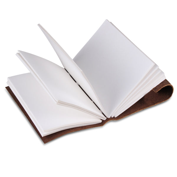 Open View of Light Brown Leather Notebook Journal