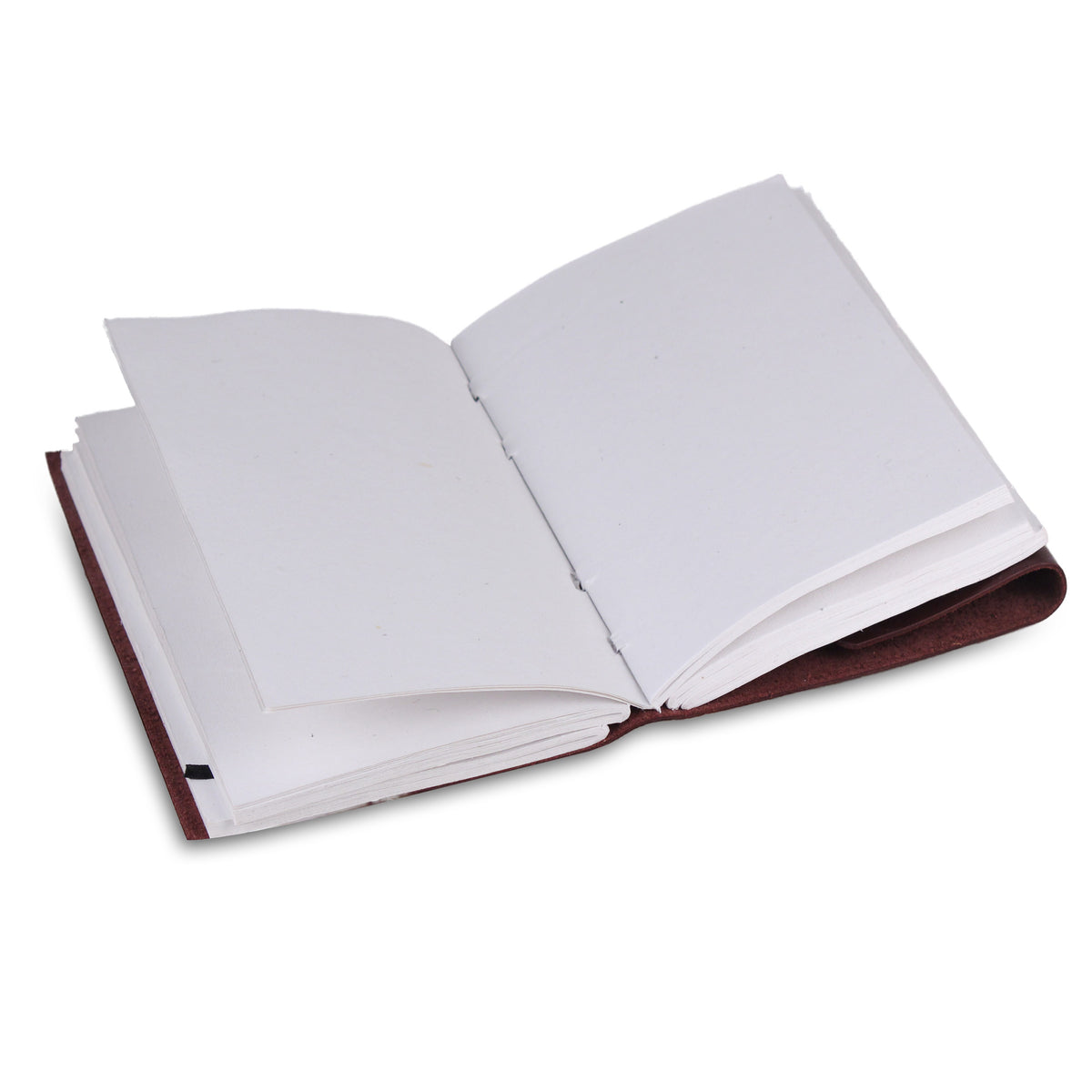 Open View of Brown Leather Journal Notebook