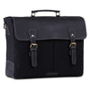 3 D View of Unisex Black Canvas Leather Messenger Briefcase Bag