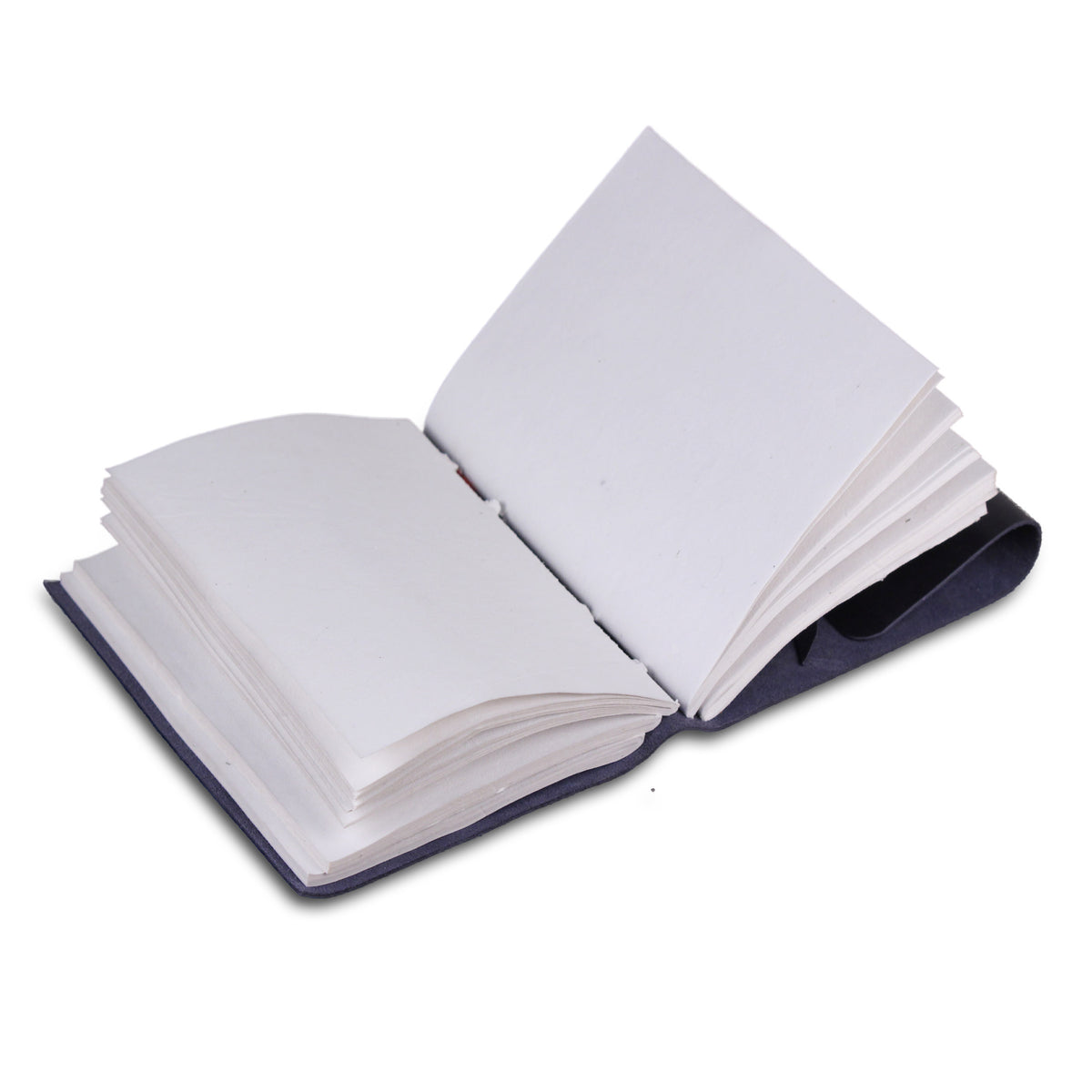 Open View of Dark Blue Leather Notebook Journal