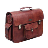 3D view of Leather Messenger Briefcase Computer Bag with Top Handle 