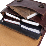 Open View of Leather Messenger Shoulder Bag