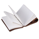 Open View of Brown Leather Notebook Journal