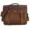 Front View of Genuine Leather Top Handle Bag with Adjustable Strap 