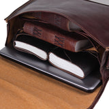 Vintage Brown Leather Messenger Bag with Laptop Padding 