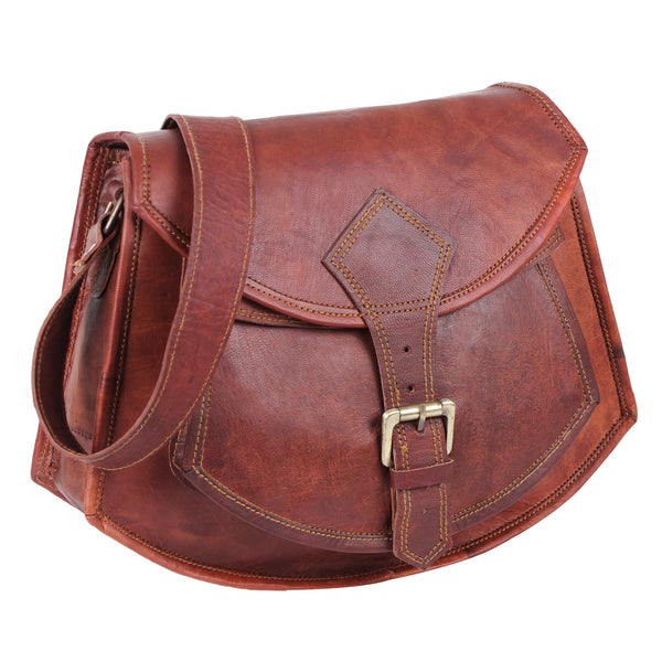 Genuine Leather Brown Women's Satchel Shoulder Bag