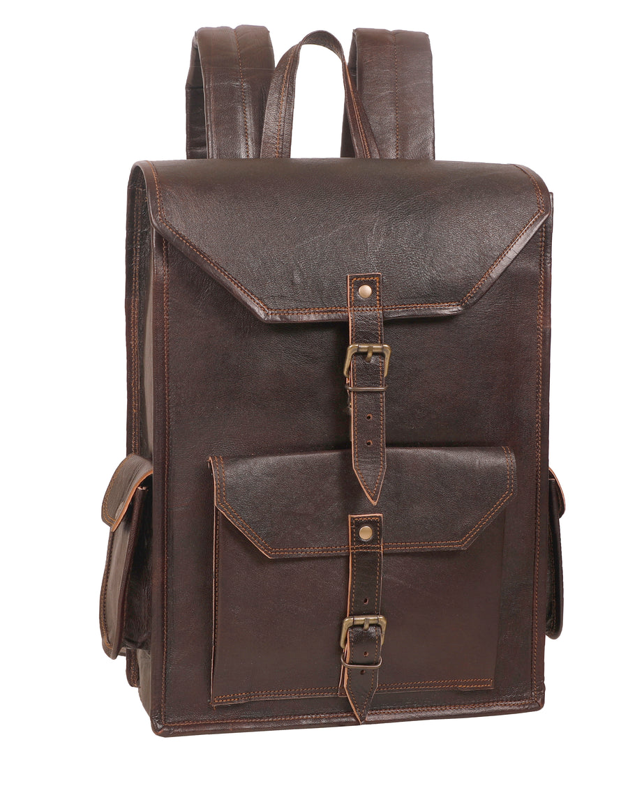 Genuine Vintage Buffalo Leather Unisex Backpack Rucksack Bag Men Women ...