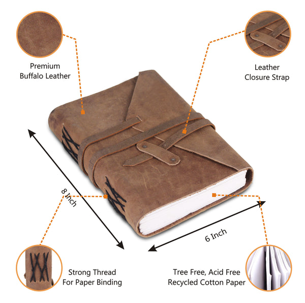 Features of Plain Light Brown Handcrafted Leather Journal Notebook