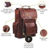 Features of Genuine Full Grain Leather Backpack with Top Handle