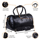 Feature of Large Textured Leather Duffle Weekender Bag