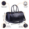 Features of Genuine Full Grain Dark Blue Leather Duffle Bag with Top Handle