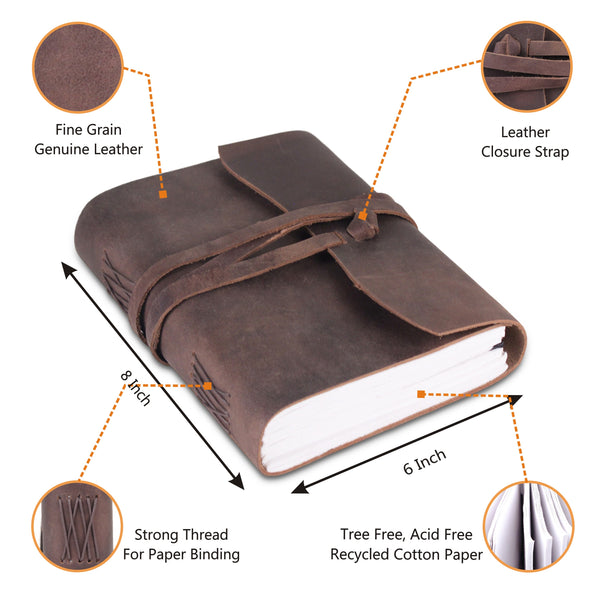 Features of Plain Brown Handcrafted Leather Journal Notebook