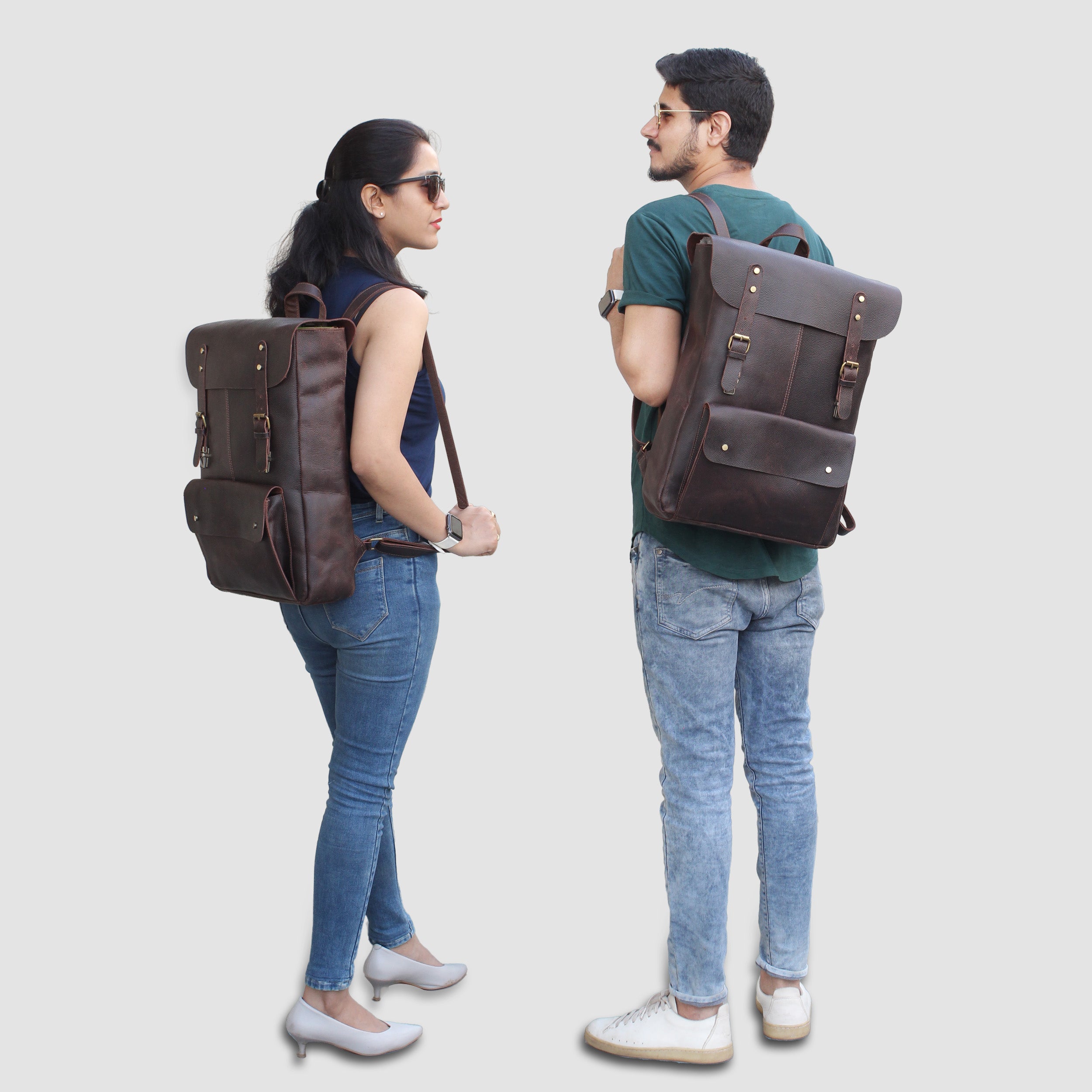 Models With Commute Brown Buffalo Leather Backpack