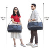 Models with Dark Blue Leather Duffle Weekender Bag