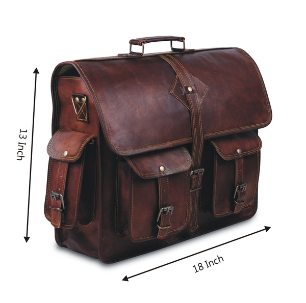 Dimensions of Full Grain Leather Messenger Bag with Top Handle