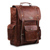Genuine Leather Brown Messenger Backpack Bag with Top Handle 