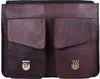 Front Pockets of Leather Messenger Shoulder Bag with Push Lock