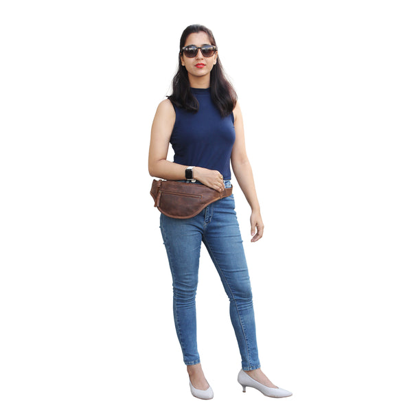 Model With Full Grain Leather Fanny Bag