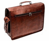 Back View of Leather Messenger Laptop Top Handle Bag with Adjustable Strap