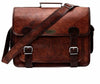 Front View of Vintage Leather Messenger Briefcase Bag with Top Handle
