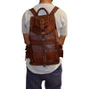 Large Leather Brown Backpack Bag with Padded Shoulder Strap