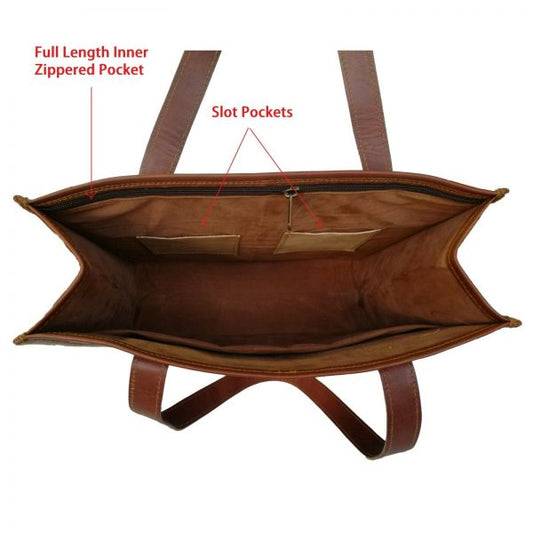 Leather Tote Bag with interior pockets 